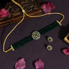 Green Color Choker American Diamond Premium Necklace Set (PPN128GRN)