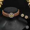 Peach Color Choker American Diamond Premium Necklace Set (PPN128PCH)
