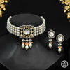 Peach Color Choker American Diamond Premium Daak Polki Necklace Set (PPN129PCH)