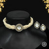 White Color Choker American Diamond Premium Daak Polki Necklace Set (PPN130WHT)
