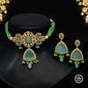 Pista Green Color Choker American Diamond Premium Polki Necklace Set (PPN134PGRN)