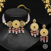 Pink Color Choker American Diamond Premium Polki Necklace Set (PPN138PNK)