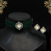 Green Color Choker American Diamond Premium Daak Polki Necklace Set (PPN160GRN)