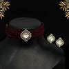 Maroon Color Choker American Diamond Premium Daak Polki Necklace Set (PPN160MRN)