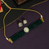Green Color Choker American Diamond Premium Daak Polki Necklace Set (PPN161GRN)
