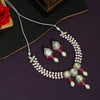 Rani Color Choker American Diamond Premium Daak Polki Necklace Set (PPN163RNI)