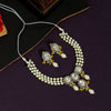 Yellow Color Choker American Diamond Premium Daak Polki Necklace Set (PPN163YLW)