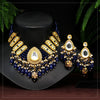 Blue Color American Diamond Premium Polki Necklace Set (PPN165BLU)