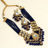 Blue Color American Diamond Premium Polki Necklace Set (PPN165BLU)