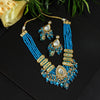 Firozi Color American Diamond Premium Polki Necklace Set (PPN165FRZ)