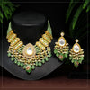 Pista Green Color American Diamond Premium Polki Necklace Set (PPN165PGRN)