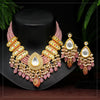 Pink Color American Diamond Premium Polki Necklace Set (PPN165PNK)