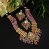 Pink Color American Diamond Premium Polki Necklace Set (PPN165PNK)