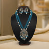 Firozi Color American Diamond Premium Polki Necklace Set (PPN166FRZ)