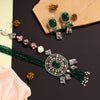 Green Color American Diamond Premium Polki Necklace Set (PPN170GRN)