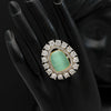 Pista Green Color American Diamond Premium Polki Rings (PPR101PGRN)