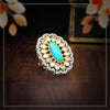 Blue Turquoise Color American Diamond Premium Polki Rings (PPR102BT)
