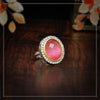 Pink Color American Diamond Premium Polki Rings (PPR107PNK)