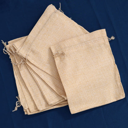 Beige Color 10 Pieces Of Jute Potli Bags (PTB220CMB)