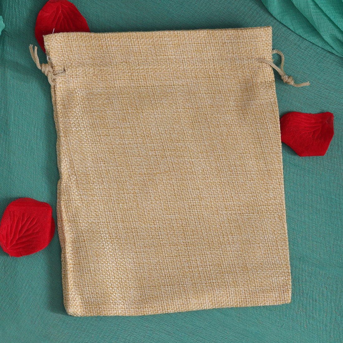 Beige Color 10 Pieces Of Jute Potli Bags (PTB220CMB)