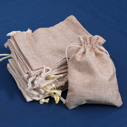 Cream & Beige Color 15 Pieces Of Jute Potli Bags (PTB222CMB)