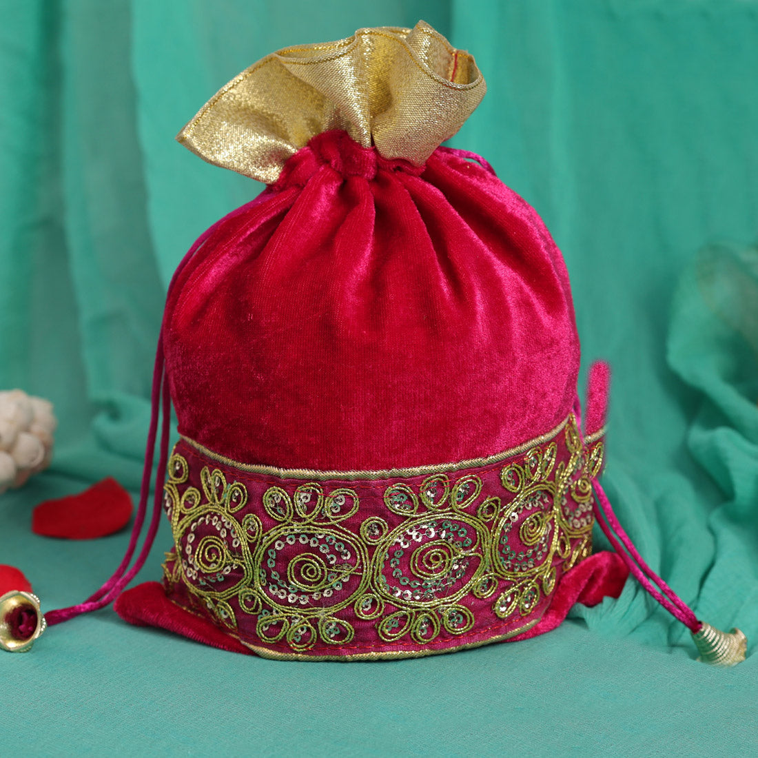 Assorted Color 15 Potli Velvet Bags (PTB230CMB)