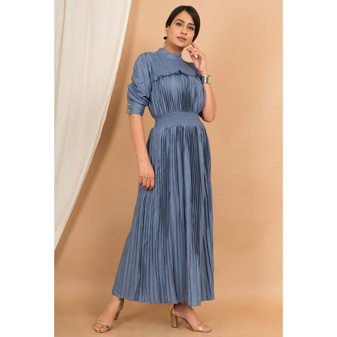 Grey Color Rayon Solid Ethnic Gown (RED1141GRY-S)