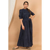 Navy Blue Color Rayon Solid Ethnic Gown (RED1141NBLU-M)