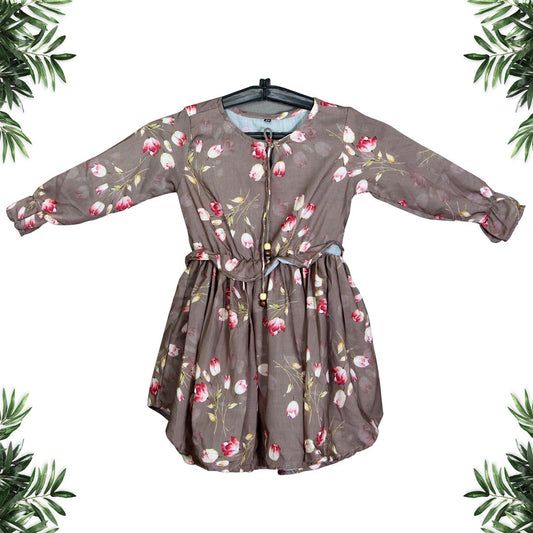 Beige Color Rayon Kids Dress (RKDD169BG-34)