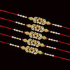 White Color Combo Of 5 Pieces Rakhi (RKH349CMB)