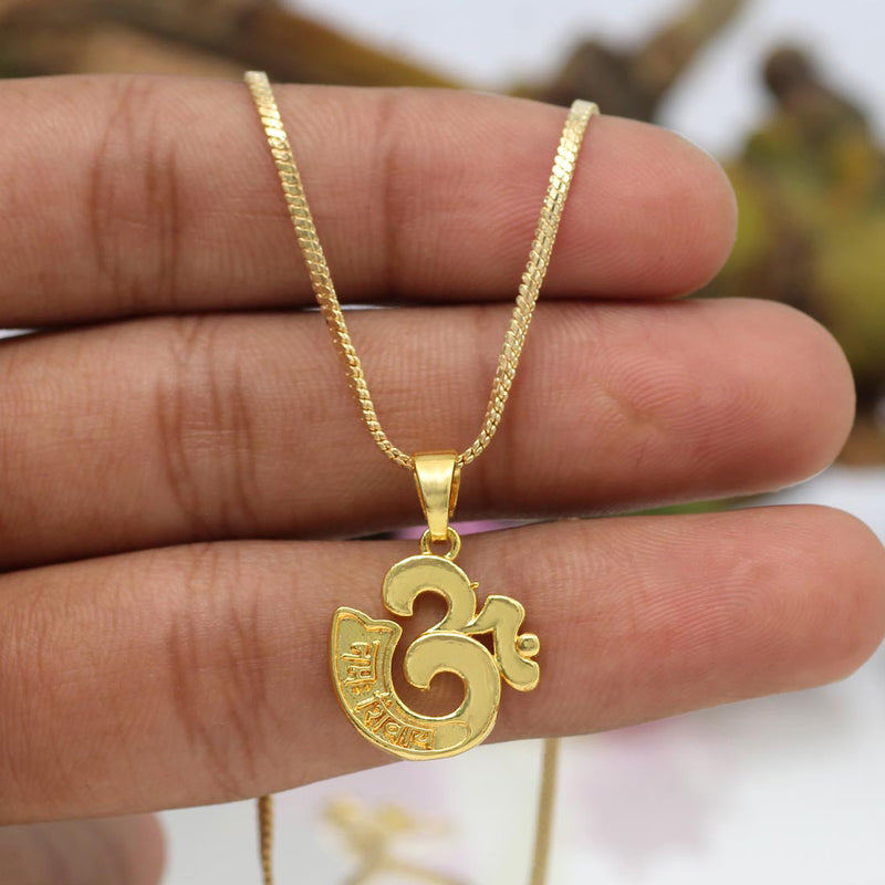 Gold Color Om Temple Locket (TL109GLD)