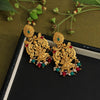 Maroon & Green Color Matte Gold Temple Earrings (TMPE290MG)