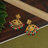 Maroon & Green Color Matte Gold Temple Earrings (TMPE291MG)