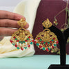 Maroon & Green Color Matte Gold Temple Earrings (TMPE291MG)