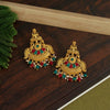 Maroon & Green Color Matte Gold Temple Earrings (TMPE293MG)