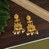 Gold Color Matte Gold Temple Earrings (TMPE295GLD)