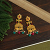 Maroon & Green Color Matte Gold Temple Earrings (TMPE295MG)