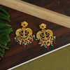 Maroon & Green Color Matte Gold Temple Earrings (TMPE296MG)