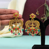 Maroon & Green Color Matte Gold Temple Earrings (TMPE296MG)