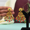 Maroon & Green Color Matte Gold Temple Earrings (TMPE297MG)