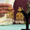 Gold Color Matte Gold Temple Earrings (TMPE298GLD)