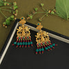 Maroon & Green Color Matte Gold Temple Earrings (TMPE298MG)