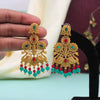 Maroon & Green Color Matte Gold Temple Earrings (TMPE299MG)
