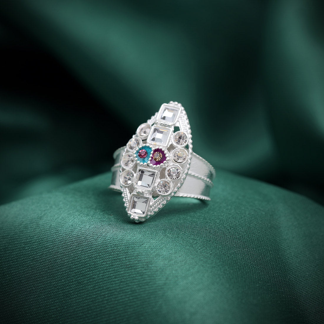 Multi Color Assorted Design Toe Rings (Bichhiya) Combo Of 2 Pairs (TOER206CMB)