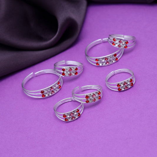 Multi Color Assorted Design Toe Rings (Bichhiya) Combo Of 4 Pairs (TOER232CMB)