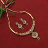 Maroon & Green Color Matte Gold Necklace Set (TPLN169MG)