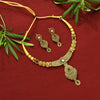 Maroon & Green Color Matte Gold Necklace Set (TPLN170MG)