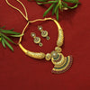 Maroon & Green Color Matte Gold Necklace Set (TPLN173MG)