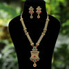 Maroon & Green Color Matte Gold Oxidised Necklace Set (TPLN176MG)