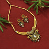Maroon & Green Color Matte Gold Oxidised Necklace Set (TPLN178MG)